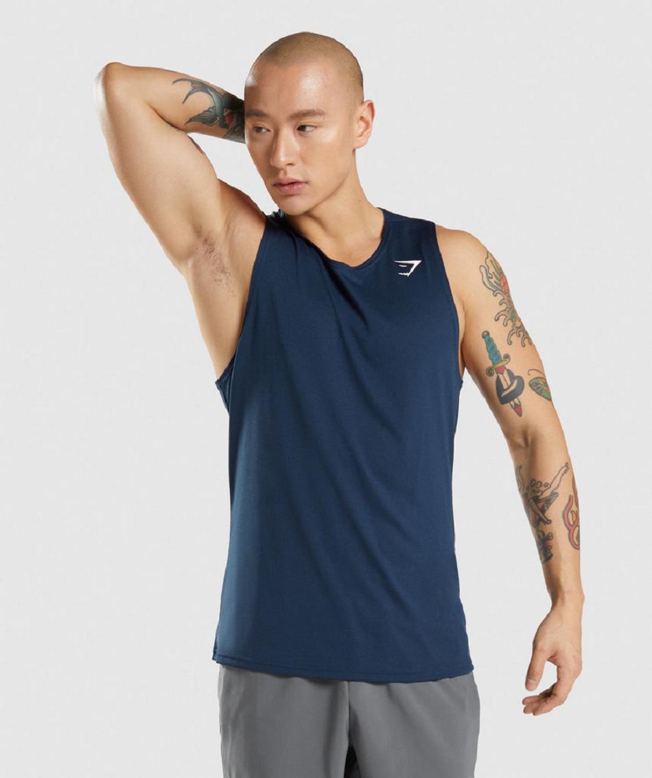 Camiseta Tirantes Gymshark Arrival Hombre Azul Marino | CO 3148XYU